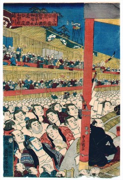  Utagawa Pintura al %c3%b3leo - Los espectadores de sumo 1853 Utagawa Kunisada Japonés